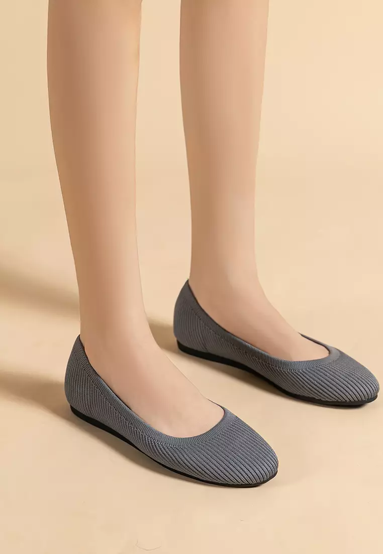 Round-toe Fly Knit‌ Flat Shoes TJ-Y2