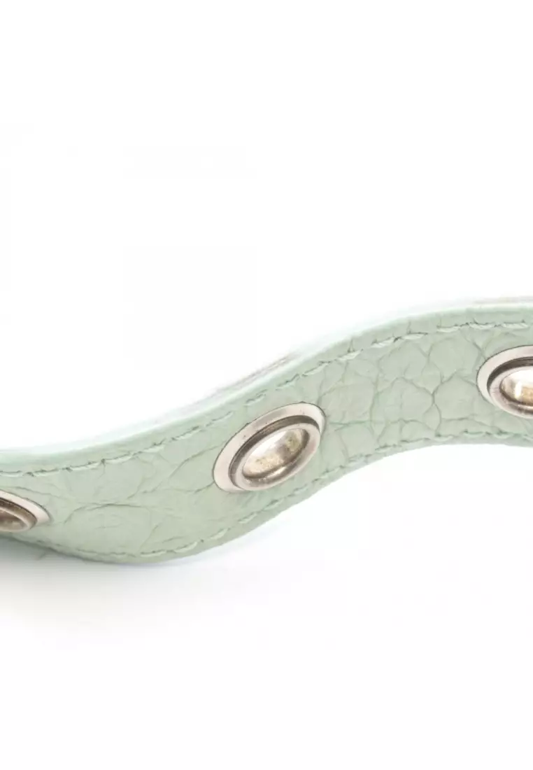 Pre-Loved BALENCIAGA LE CAGOLE Le Cagoule Shoulder bag leather Light green croc embossed