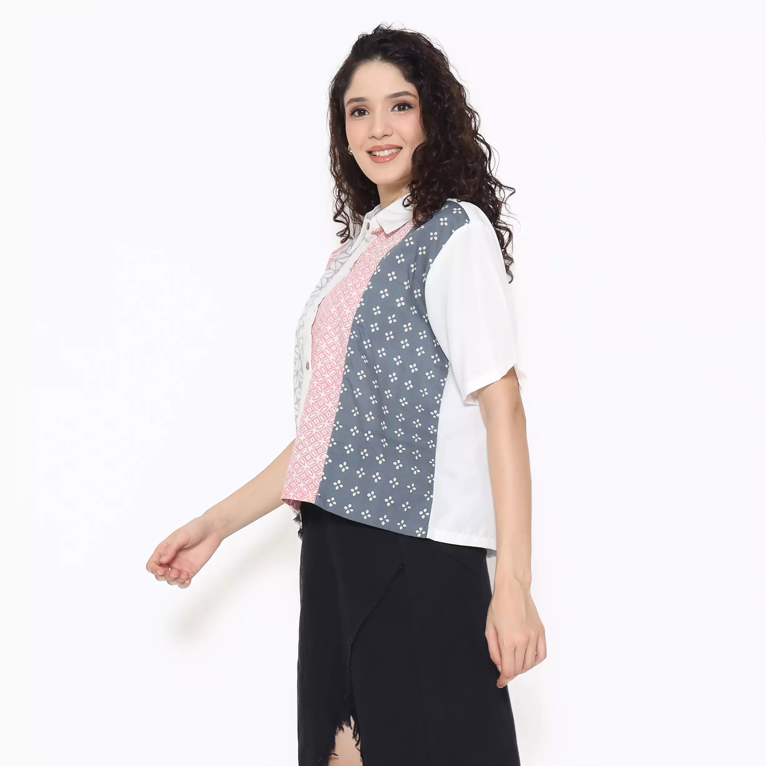 Blouse Batik Wanita - Atasan Batik - Bhatara Batik Purity - Baju Batik Modern Lengan Pendek