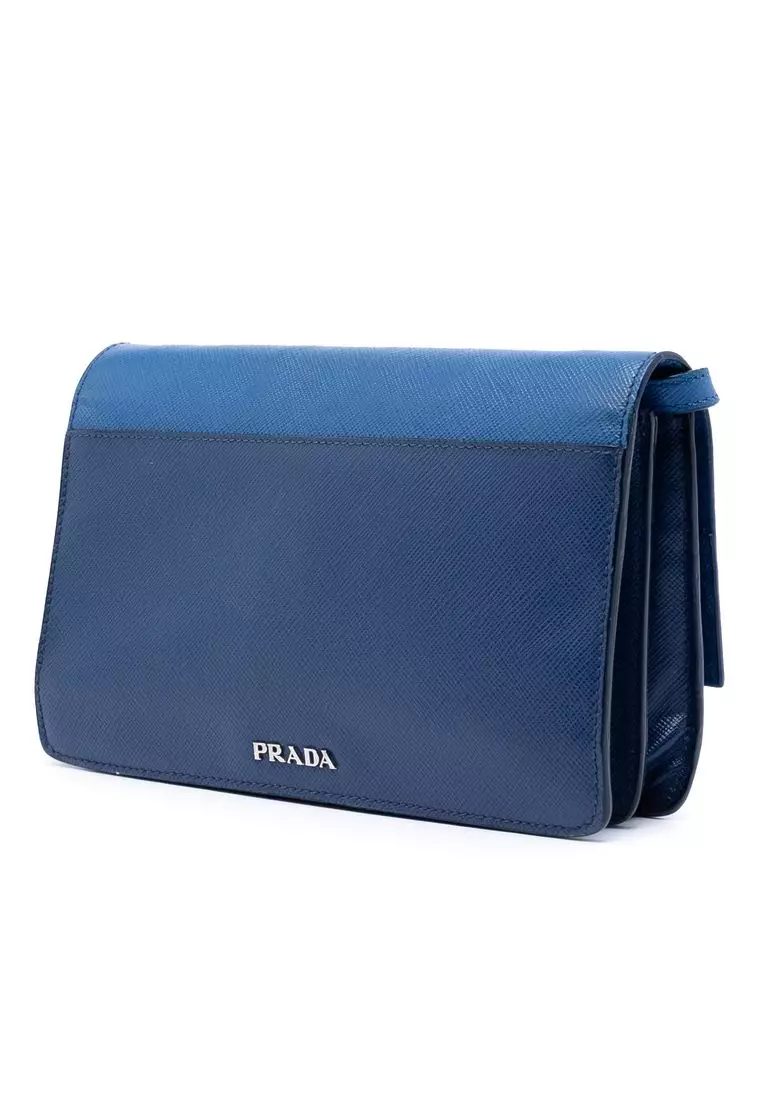 Pre-Loved Prada Saffiano Turn Lock Wallet On Strap