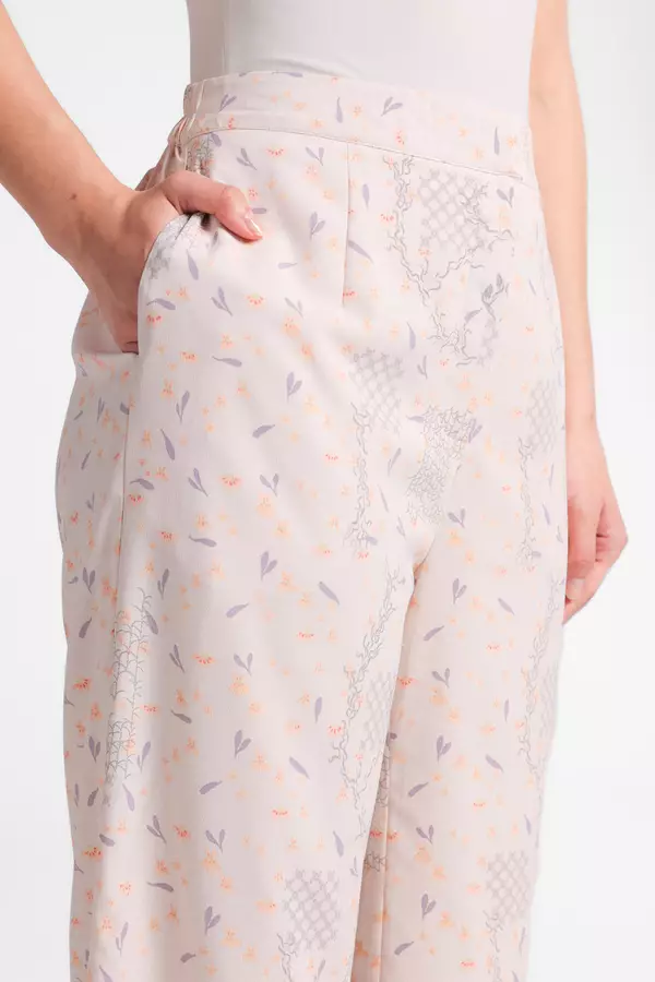 MINIMAL - Leanna - Celana Lurus Motif Floral - Pink