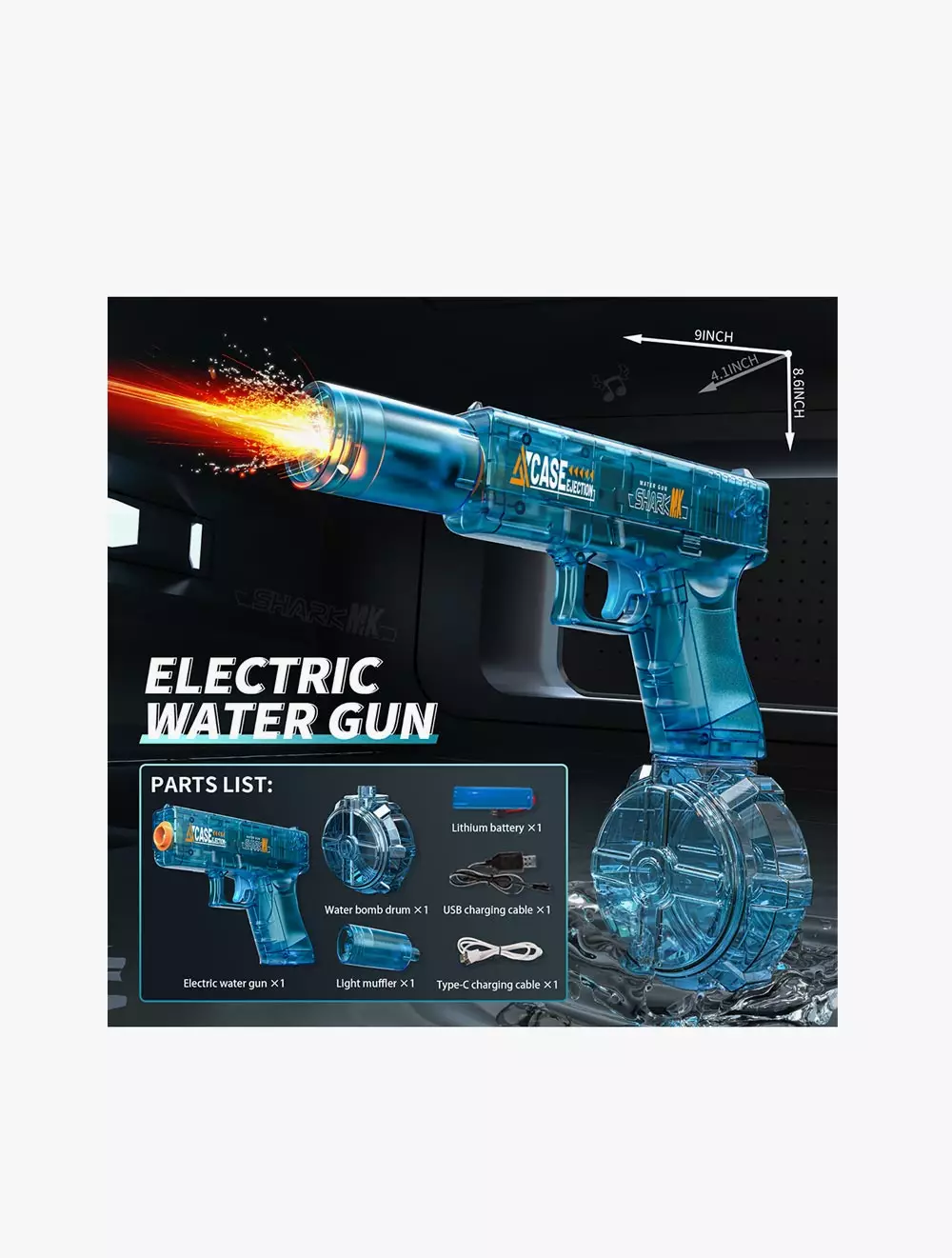 Playtime Fun Glock Water Blas Transparant Blue - PFNCPS329010