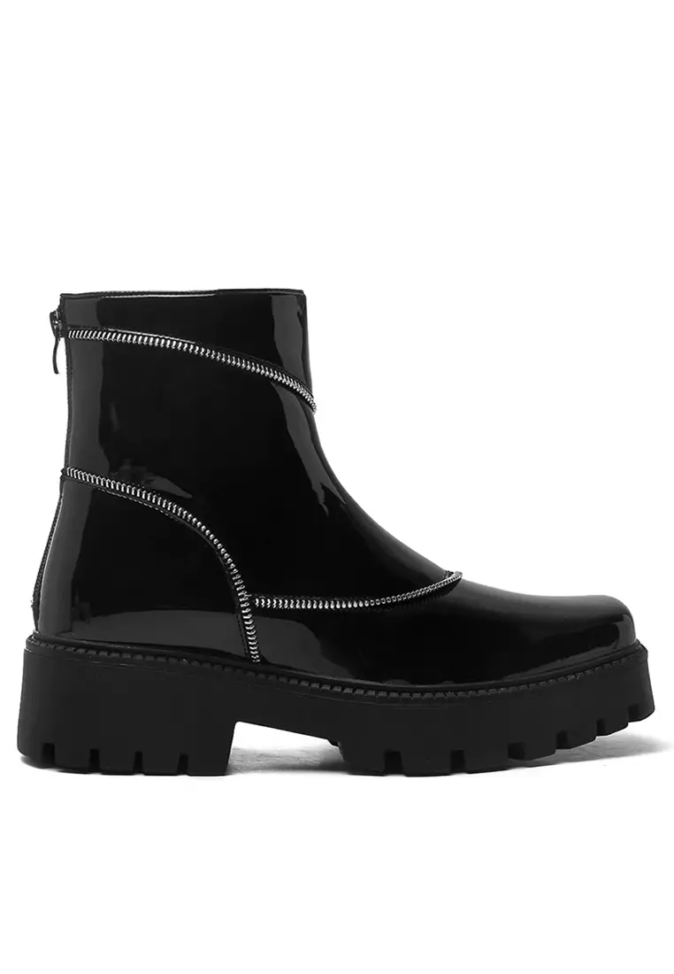Glossy Cowhide Mid Boots HM2305