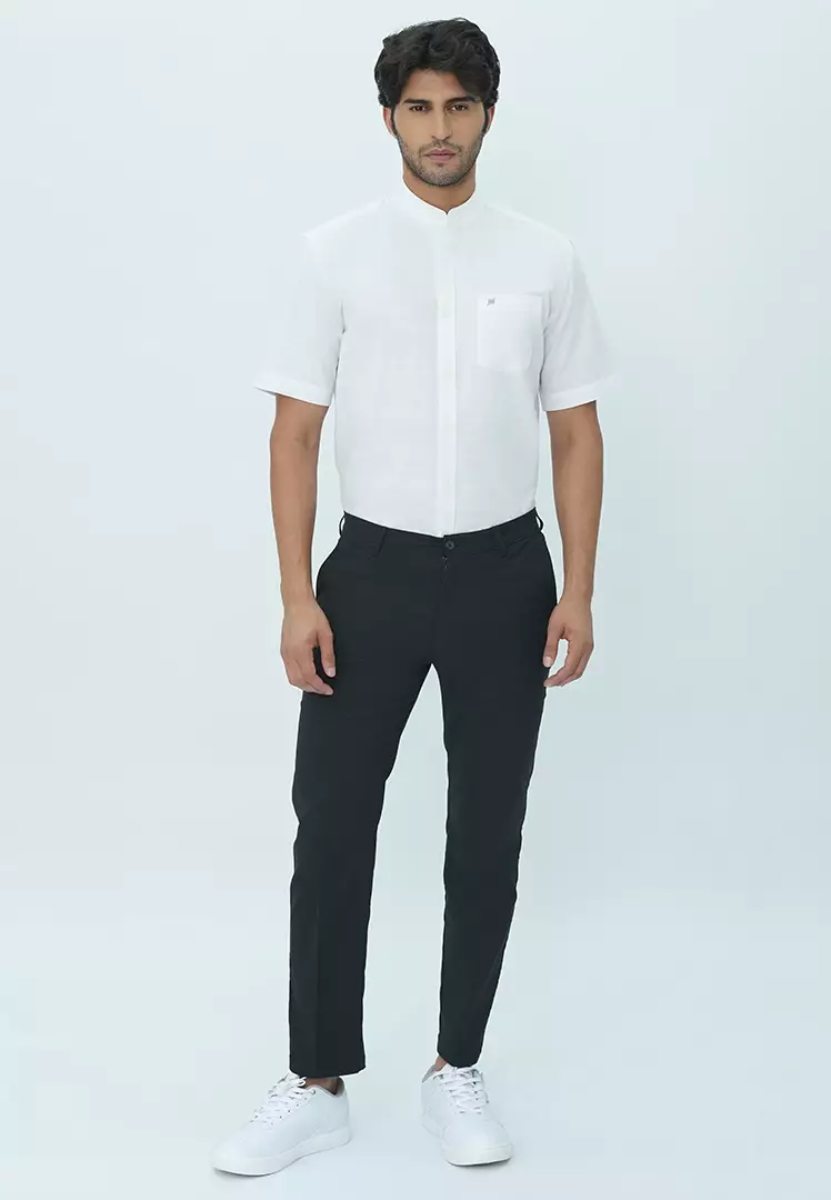 Johnwin - Celana Formal Sigma Ankle Pants - Celana Panjang Pria - Bahan Katun Polyester - Slim Fit - Hitam - F.1024.006.110.C