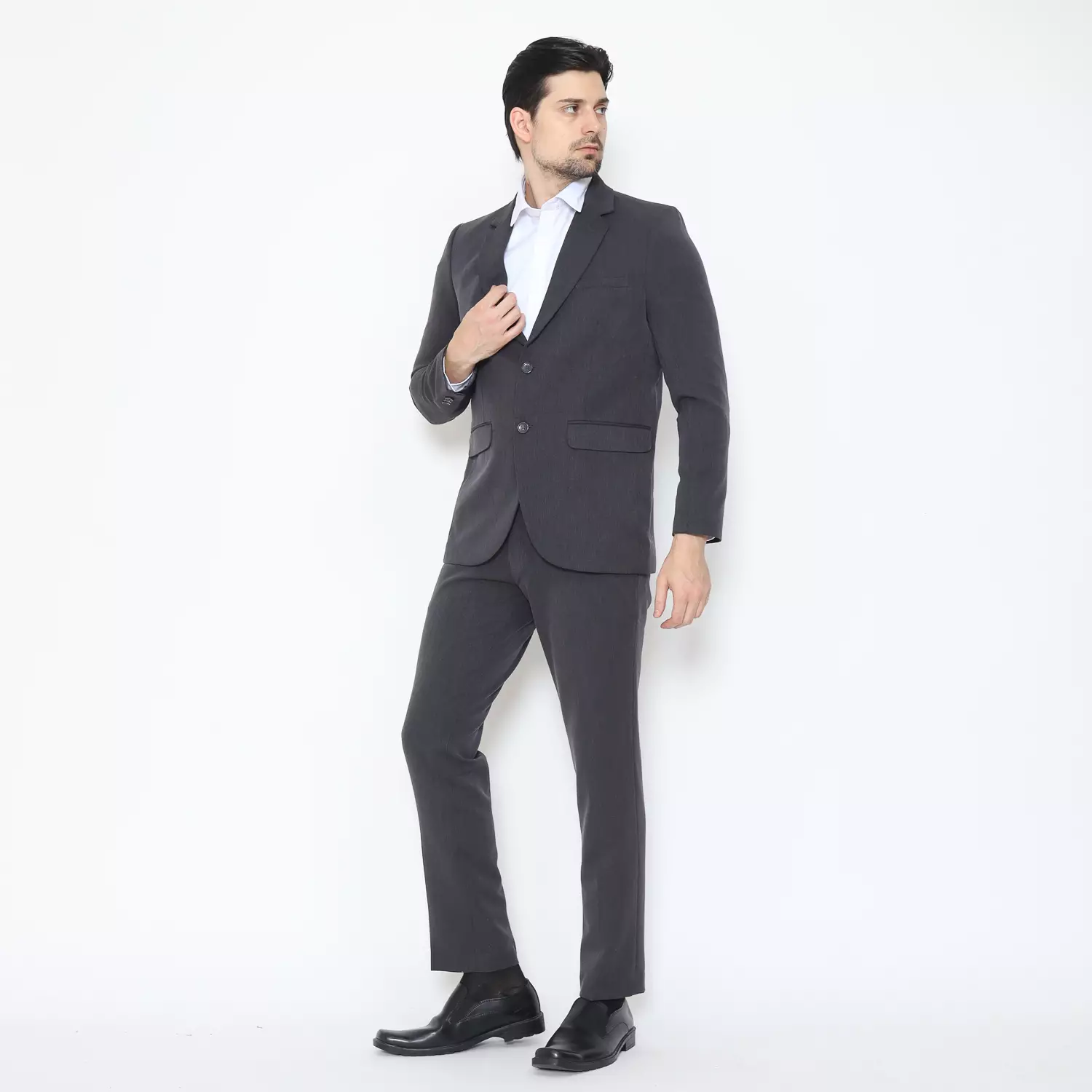 Lawell Jas Pria Formal Kerja, Nikah –  Modern Fit Kancing Dua Warna Grey | Word