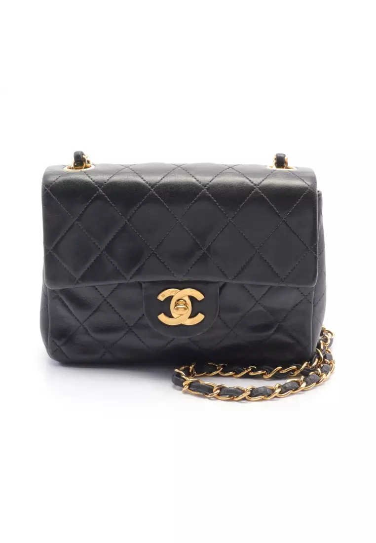 Buy Chanel Pre-loved CHANEL mini matelasse chain shoulder bag lambskin  black gold hardware vintage Online