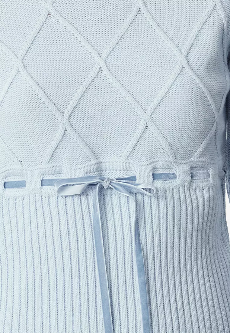 Knitwear Sweater Blue Ribbon And Bow Detail