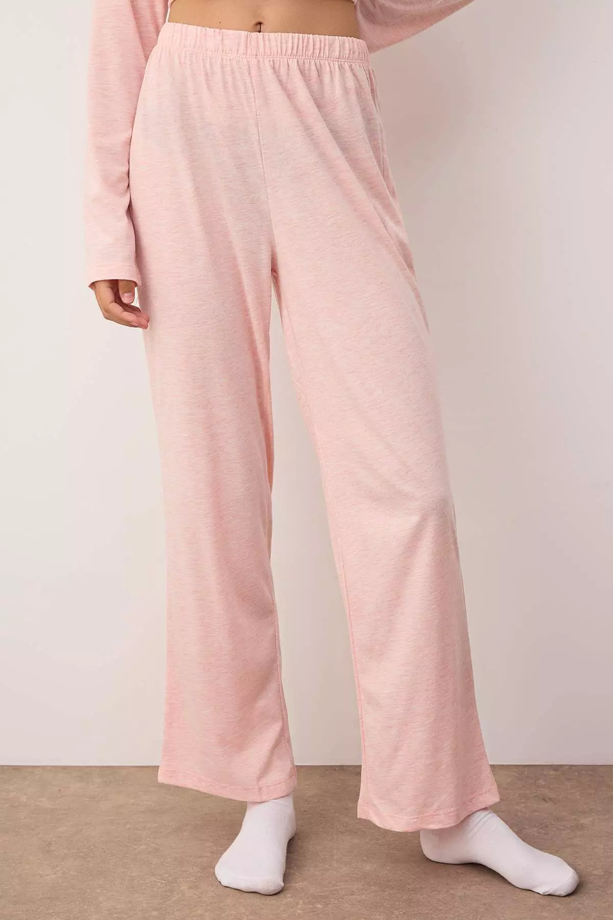 Pink Cotton Lace Detailed Knitted Pajama Set Thmaw26Pt00051