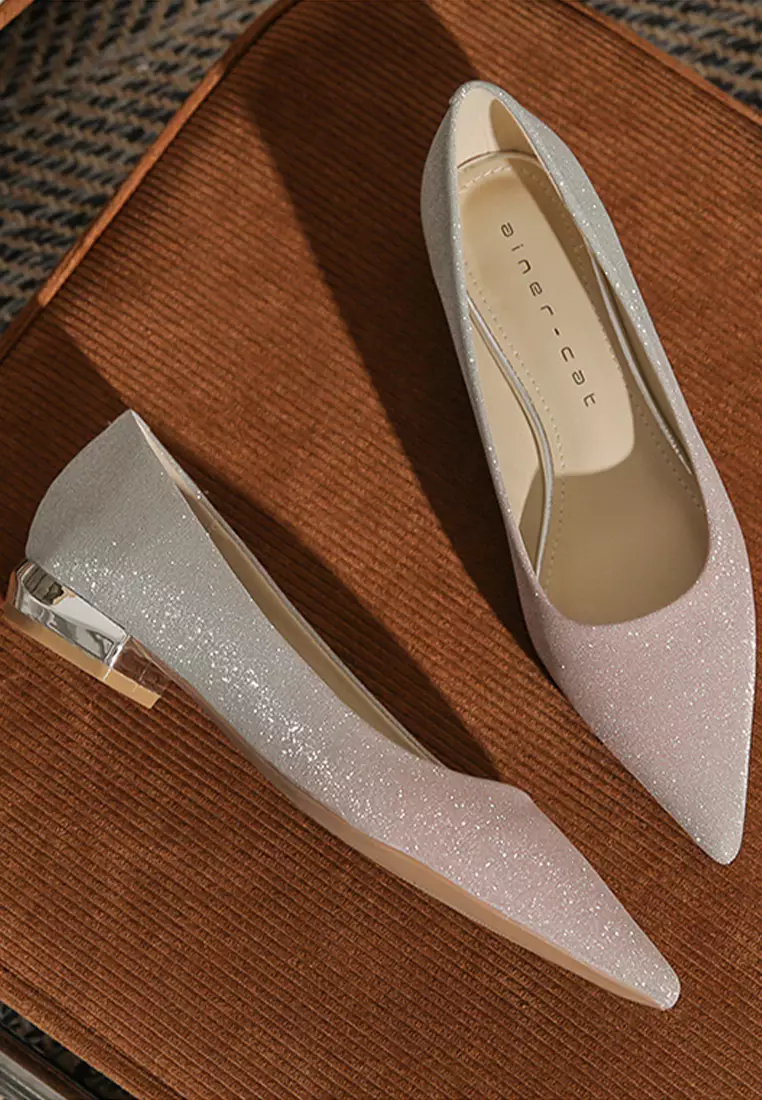 2.5CM Wedding Banquet Sequin Low Heels IF2215