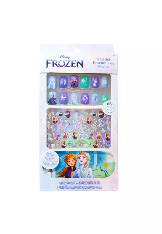 Disney Frozen 53pcs Nail Sticker and 12pcs Nail Set with Free Nail File – Nail and Makeup Toys for Kids Ages 3 and Up