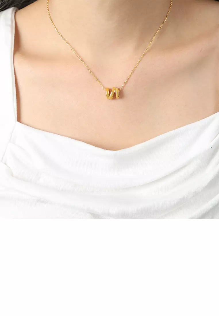 Simple and Fashion Plated Gold 316L Stainless Steel Geometric Ring Pendant with Necklace