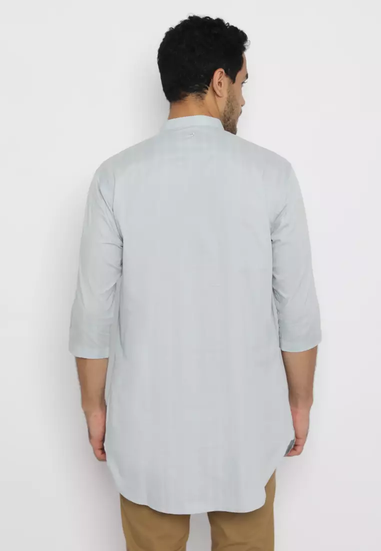 Jobb Rumi Baju Koko Pria Kurta Lengan Pendek Regular Fit Abu-Abu