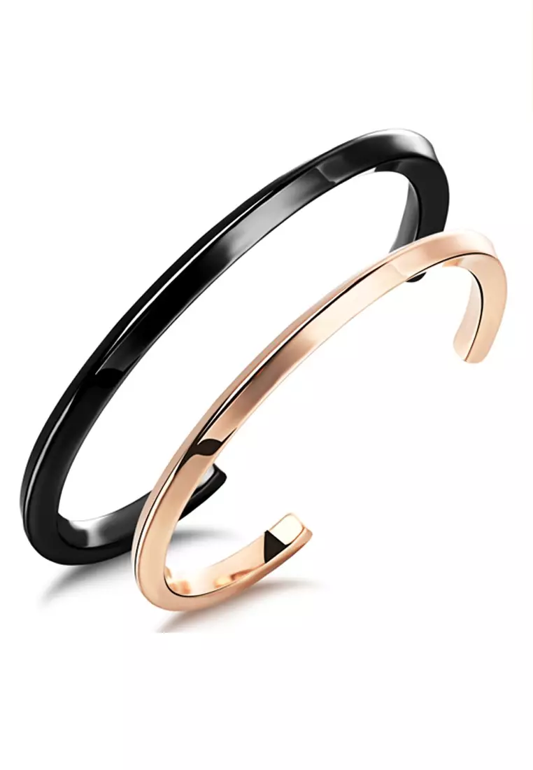 半開口情侶鈦鋼手鐲一對