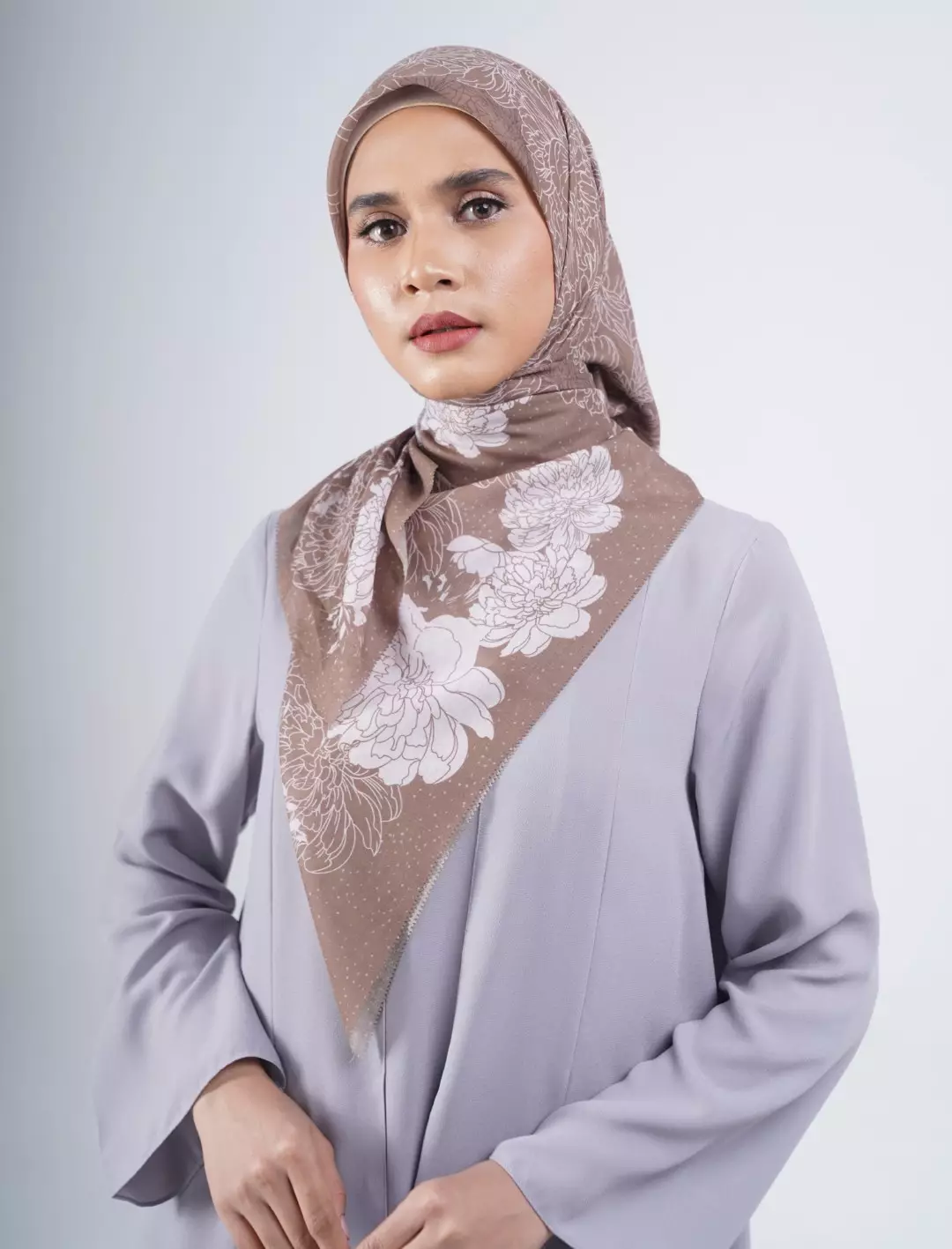 Cezia Printed Scarf Coffee Latte | Hijab Kerudung Segi Empat Motif
