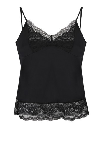 Camisole in Lace-Silk Sexy Camisol with Lace-Black