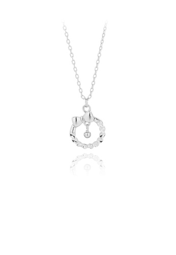 Glamorousky silver 925 Sterling Silver Simple and Elegant Ribbon Geometric Round Pendant with Necklace 50583AC664CC4AGS_1