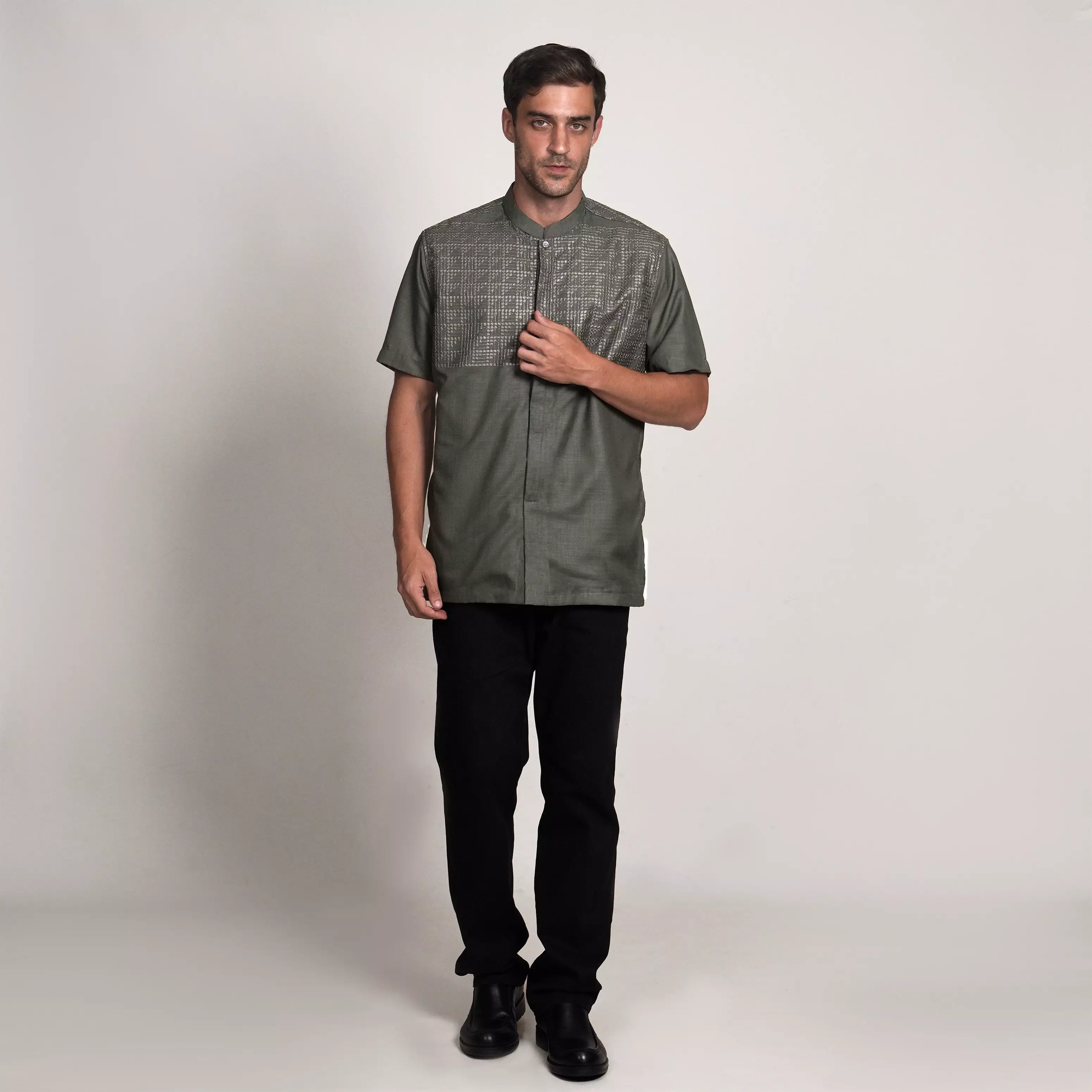 Casella Baju Koko Pria Lengan Panjang Premium Edisi Koko Sultan 4158 Green Grey