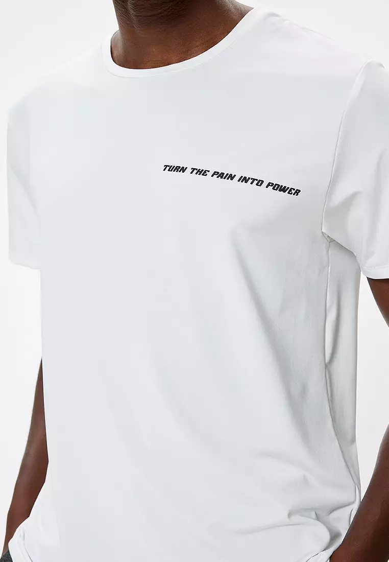 Slogan Printed Crew Neck Short Sleeve Sports T-Shirt