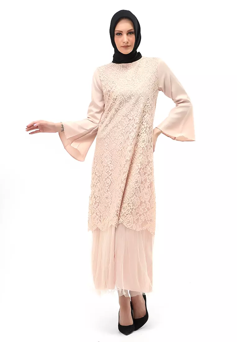 Regita Gamis Brukat Muslimah Wanita Long Dress Regular Fit - Coksu