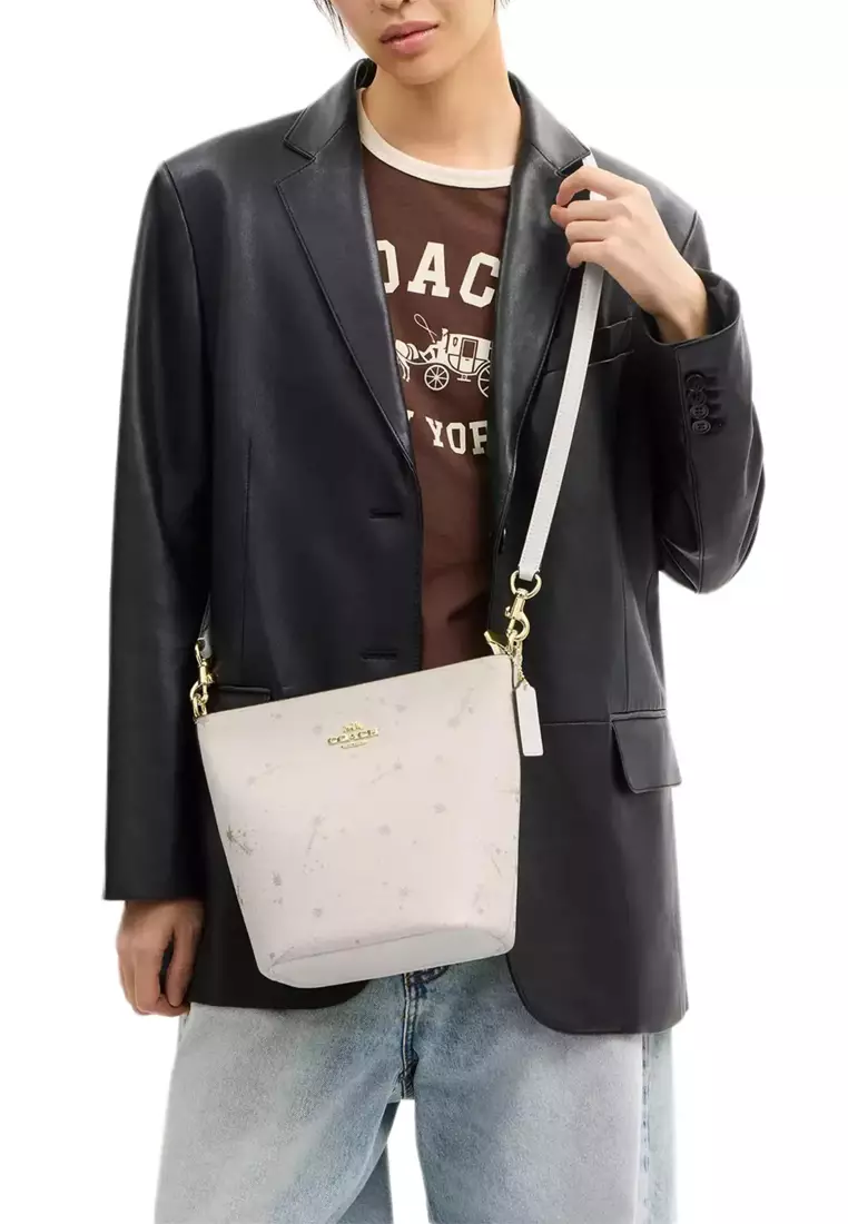 Logan 女士單肩包粉筆白色拼混合色CCL32