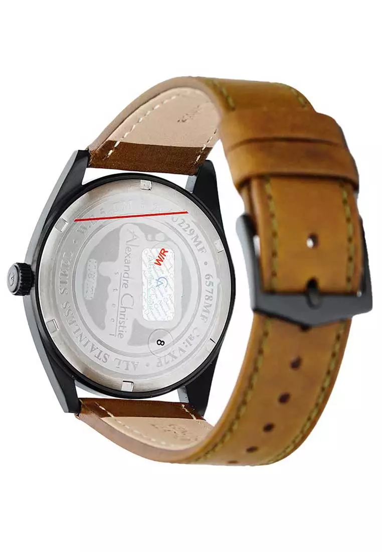 Alexandre Christie  Jam Tangan Pria - Brown Black Green - Leather Strap - 6578 MFLIPGN
