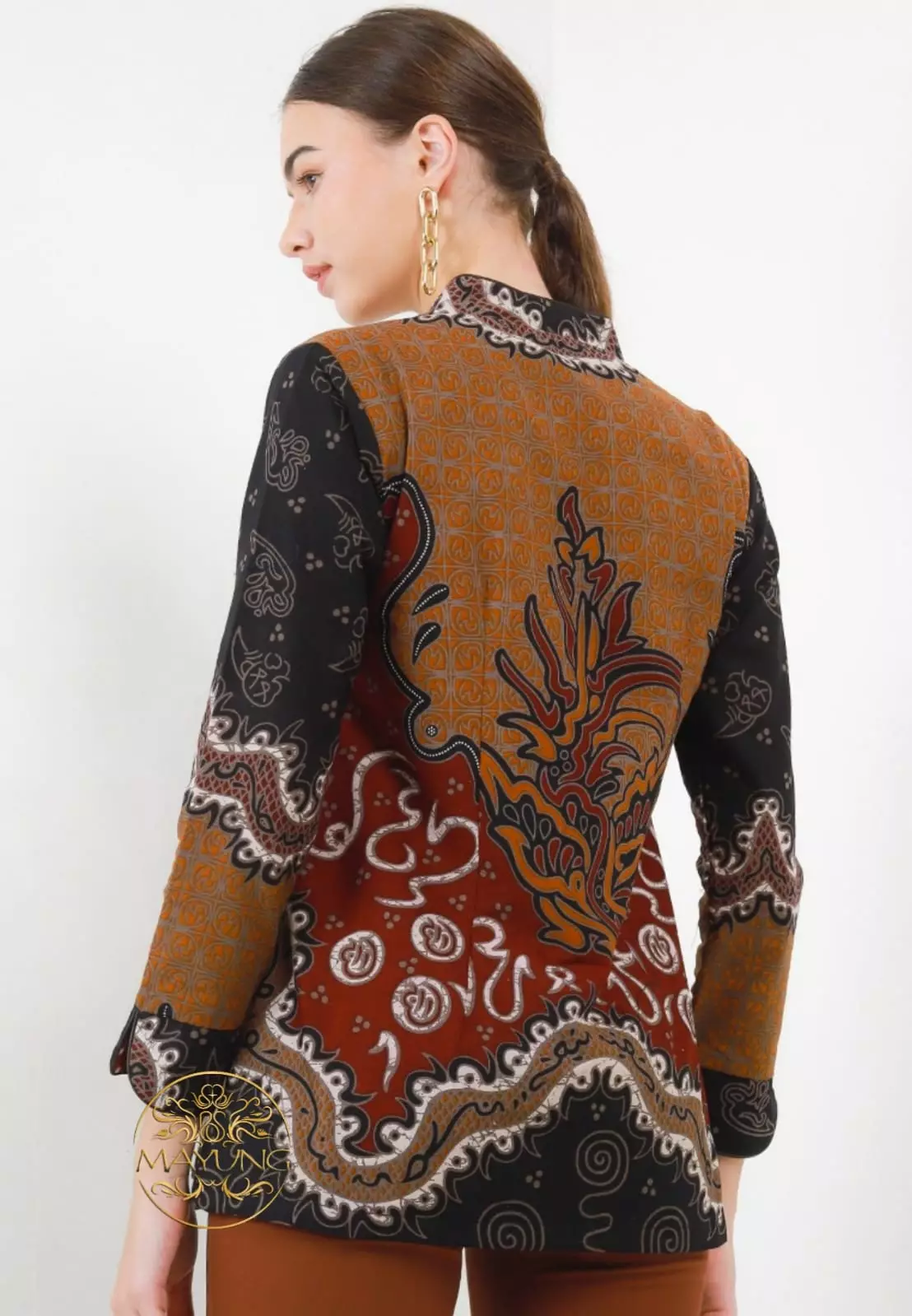 Blouse Batik Hanindya Maron Premium Slimfit Modern
