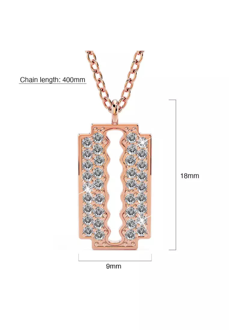 Glittery Blade Necklace-Rose Gold/Clear