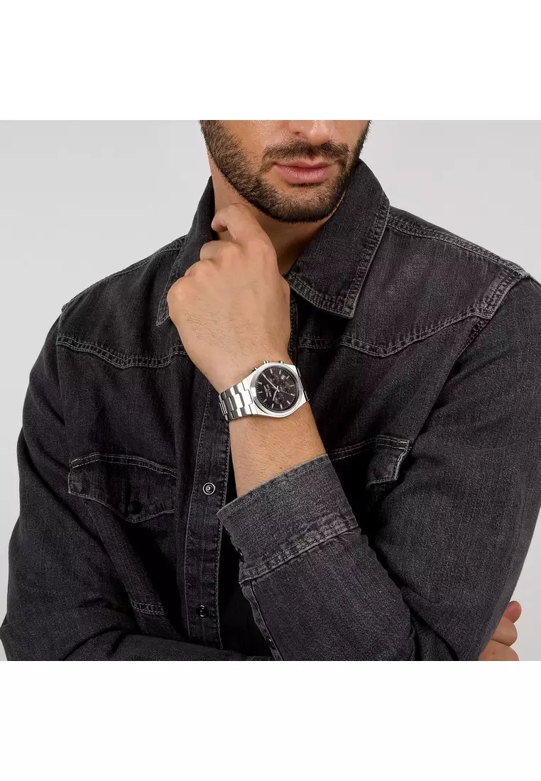 【2 Years Warranty】Sector C300 Black 42mm Men's Quartz Watch with Steel Strap R3273301001