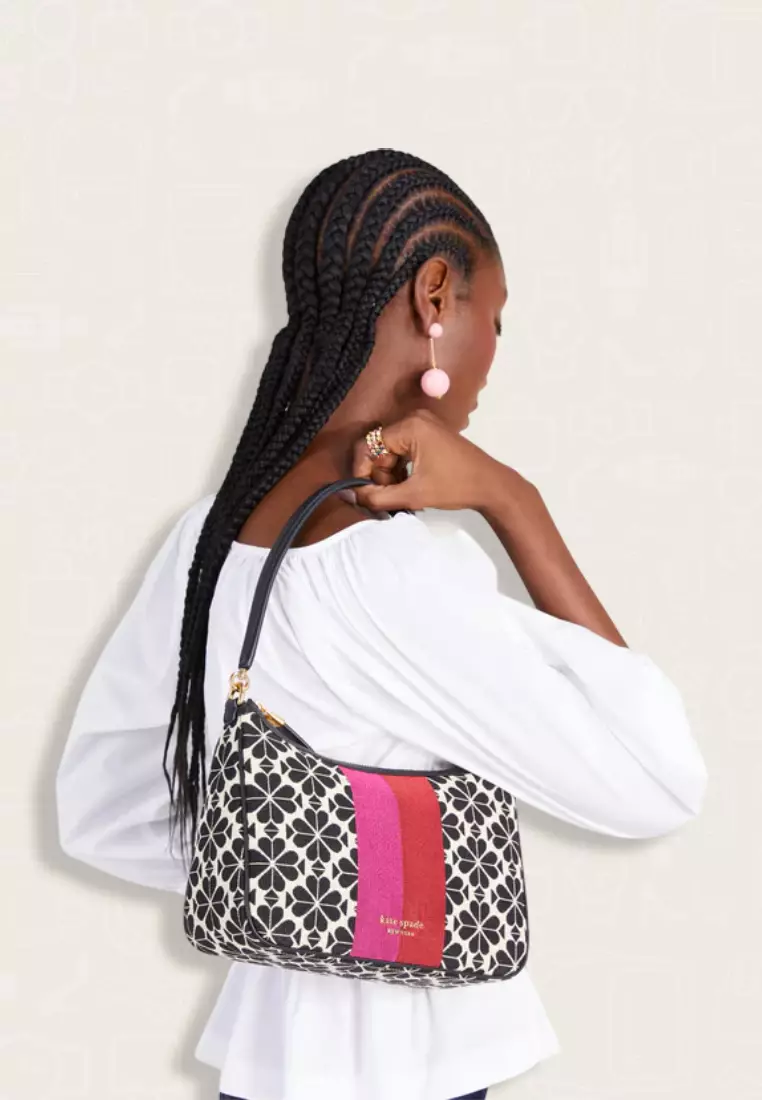 Kate Spade Spade Flower Jacquard Stripe Sam Small Convertible Shoulder Bag Cream Multi