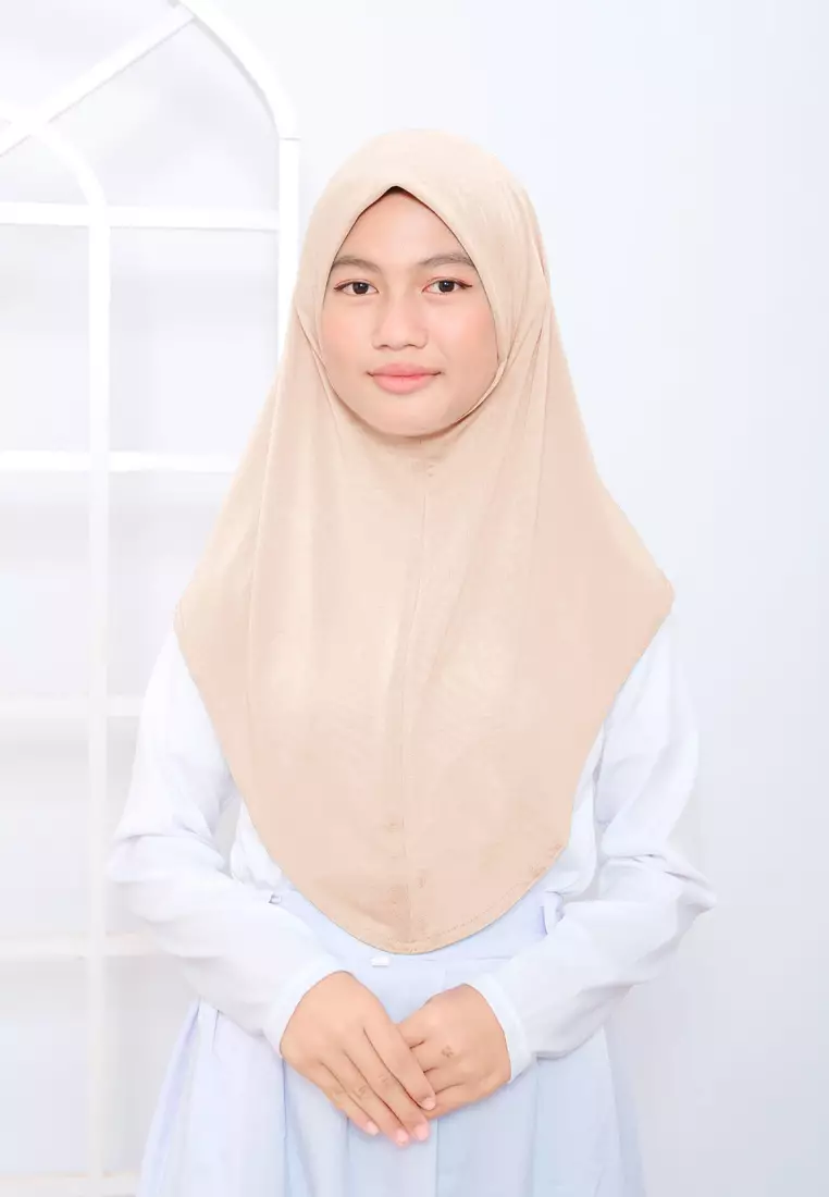 Cotton Bee - Hijab Instan Anak | Zura Tali Bergo Non Pad - Nude - XL 