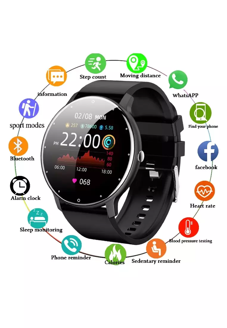 Value Deal - Xmas Special limited series IOS/Android Black Unisex SmartWatch + 1 Free Black Rubber Strap