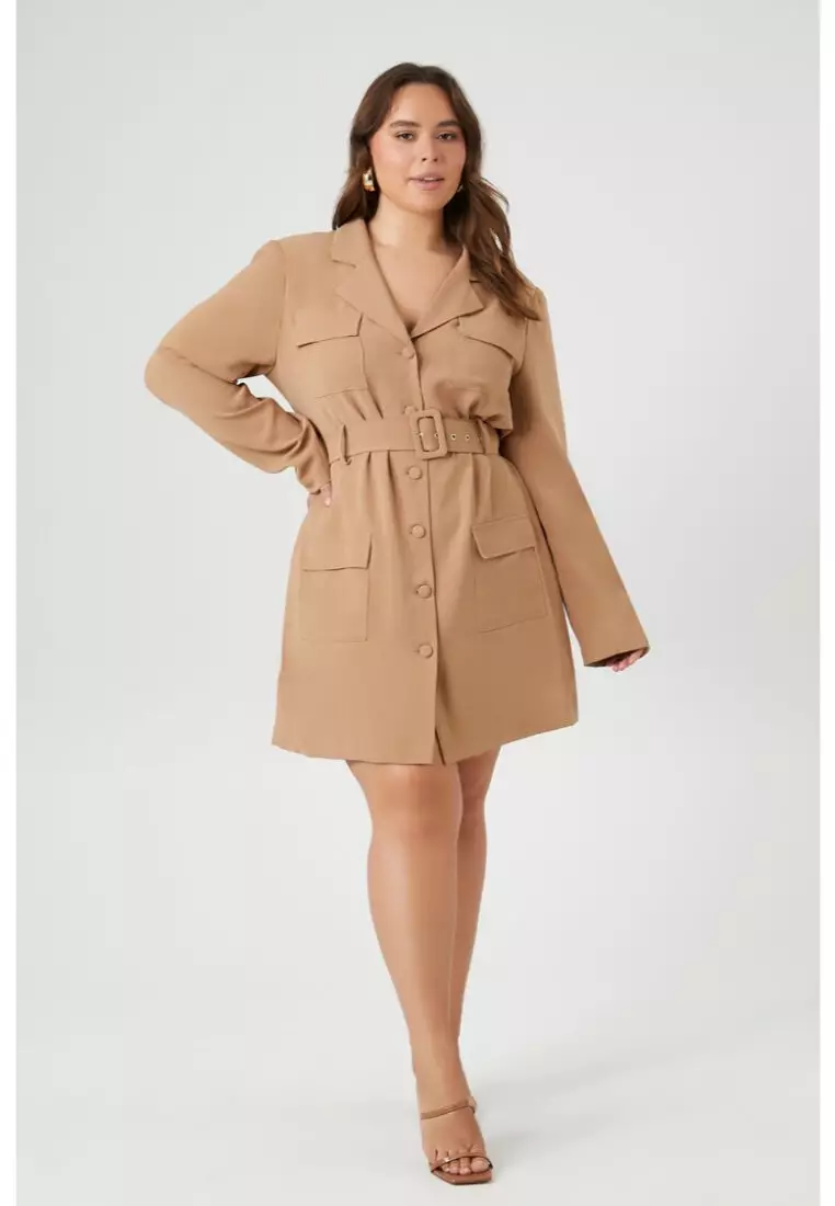 Plus size belted blazer discount