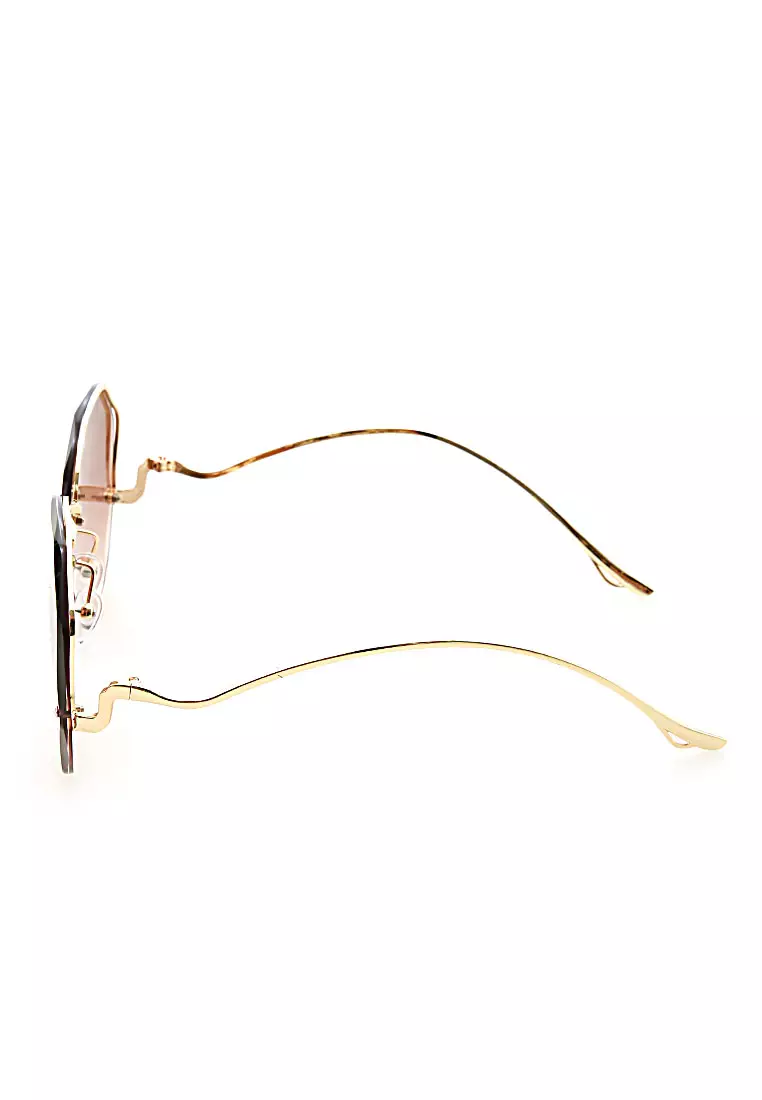 Revika Kacamata Frame Classic Polarized UV Sunglasses Wanita Material Stainless Steel ORIGINAL - Gradient Tea