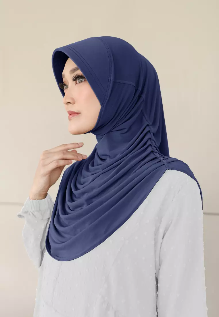 Zelena - Mahika Bergo | Hijab Instan Daily | Bergo Pad Kerut - Waves Navy