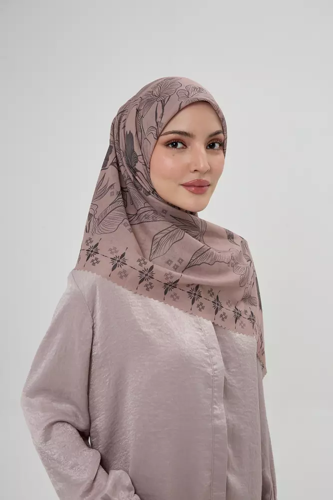 MFMW Twilight Scarf - Kerudung Segi Empat Premium Motif Bunga - Wood