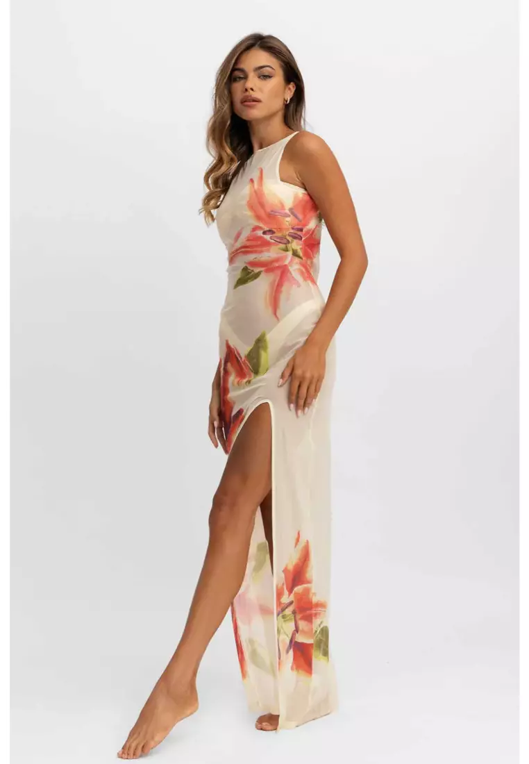 Serena Maxi Mesh Dress / Tiger Lily
