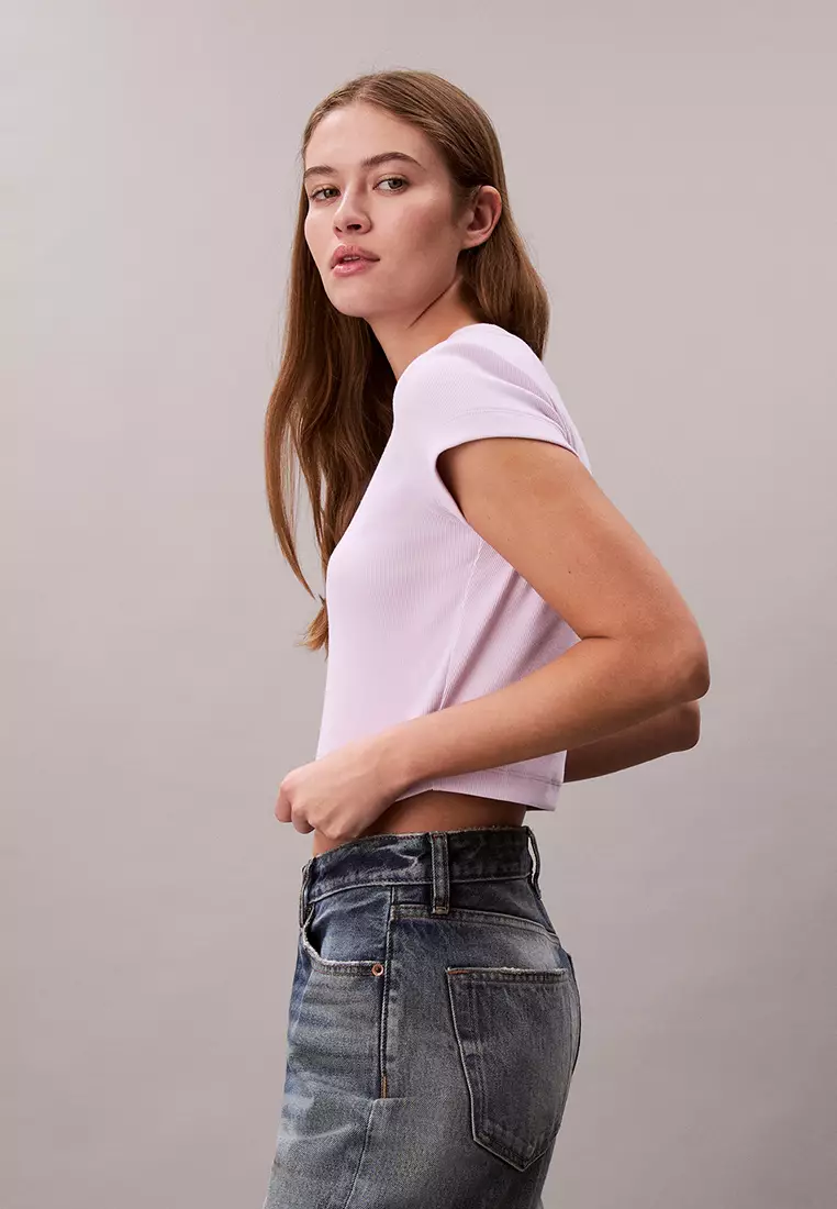 修身短版商標T恤 - Calvin Klein Jeans