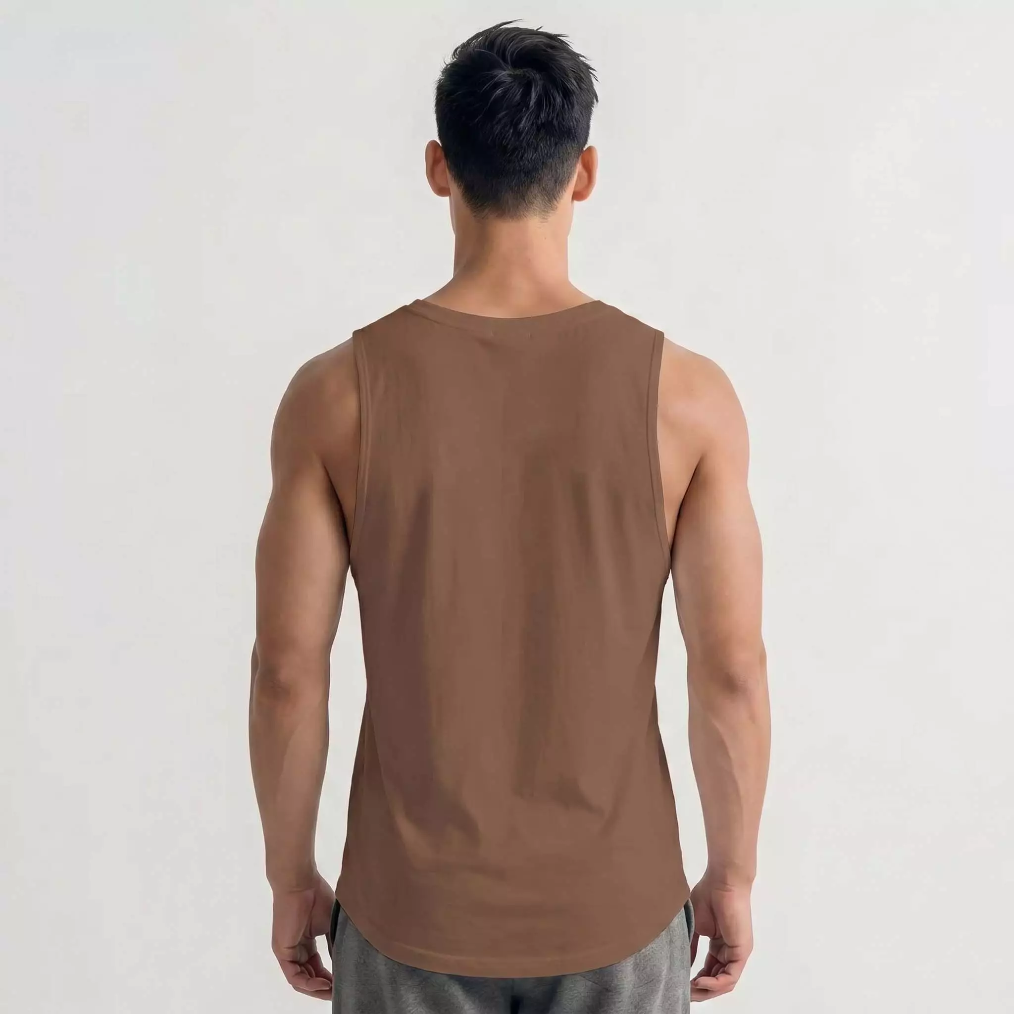 THIRDDAY Kaos Kutung Tank Top Instacool "never give up" coklat MUA51