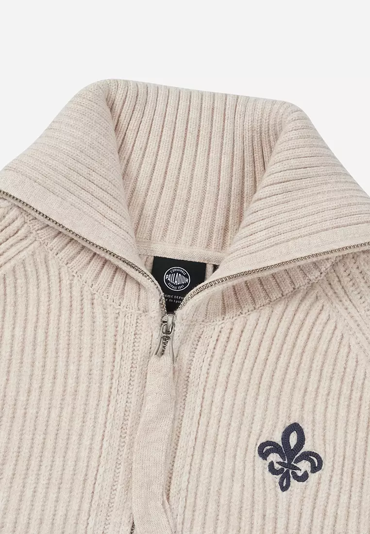 女裝鳶尾花 LOGO 雙向拉鏈開襟毛衣