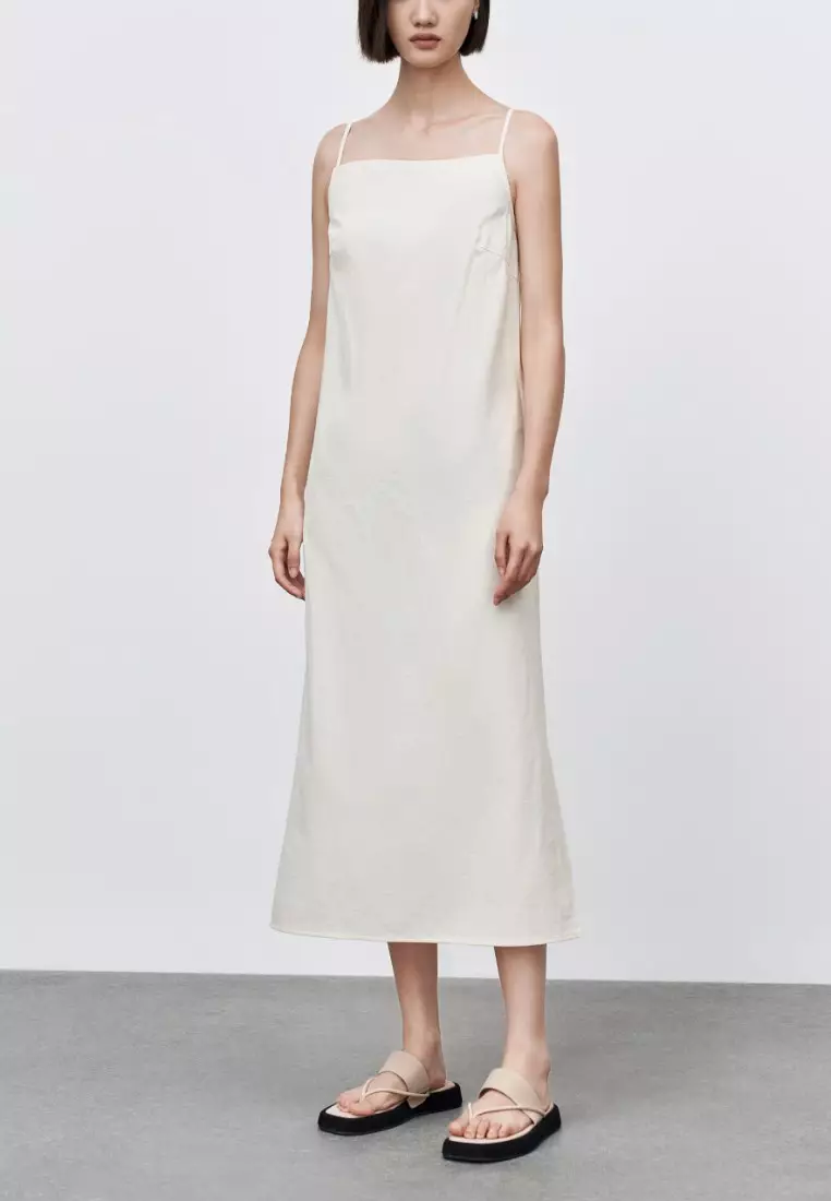 ESPRIT - Midi dungaree dress, linen blended at our online shop