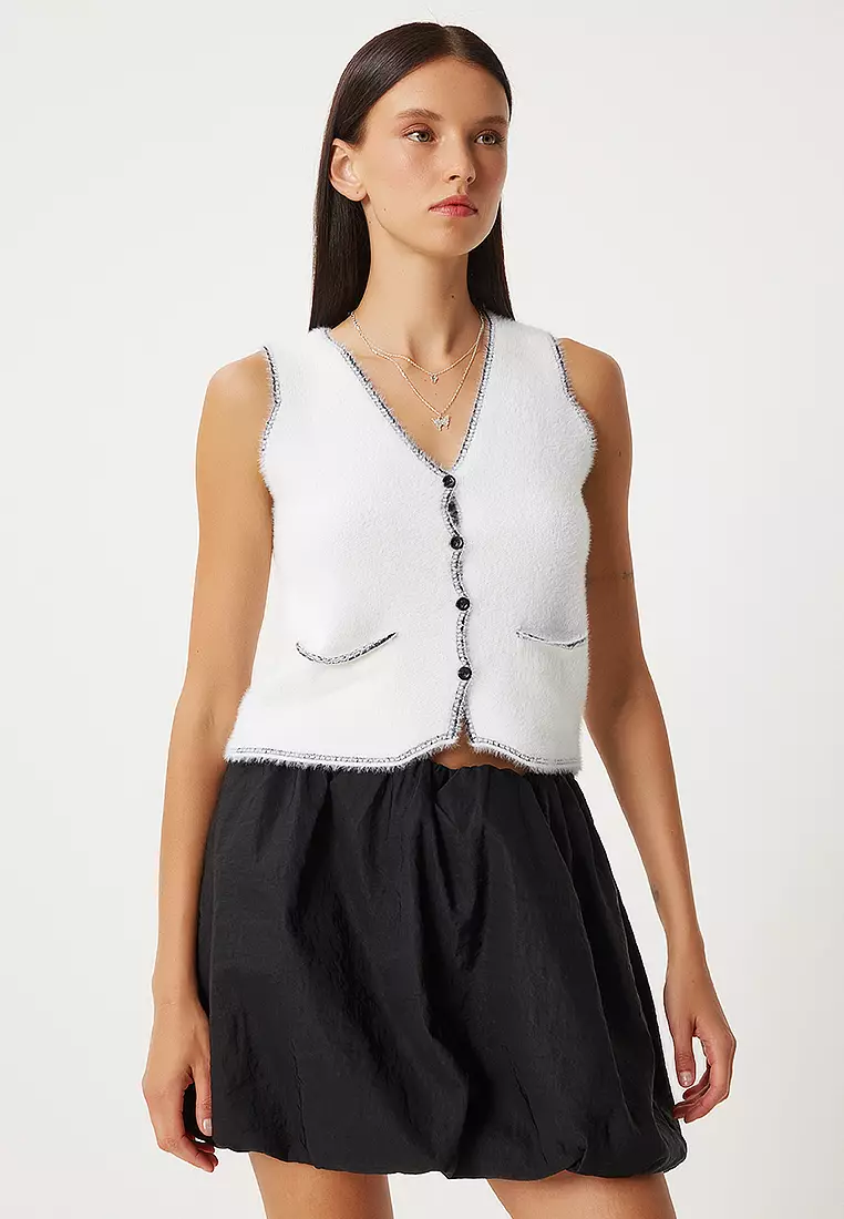 Buttoned Waistcoat with Contrast Seams