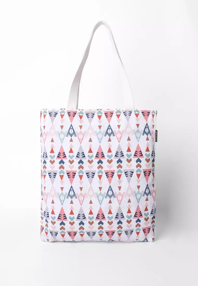 Pamole Tote Bag Wanita Bahan Kanvas Motif Penutup Resleting - Camp