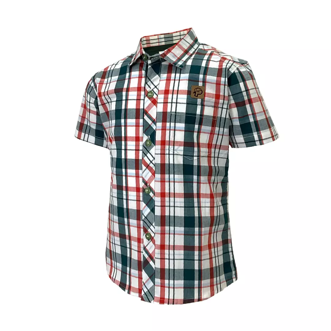 Pingu Kemeja Anak Laki Laki Kotak-Kotak Pendek Hijau 92200232