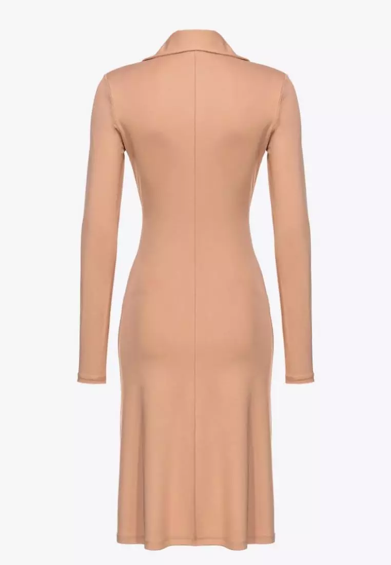 Interlock midi dress with draping