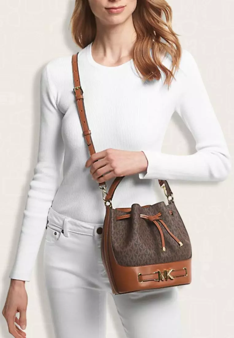 Michael Kors Reed Medium Logo Bucket Bag Brown