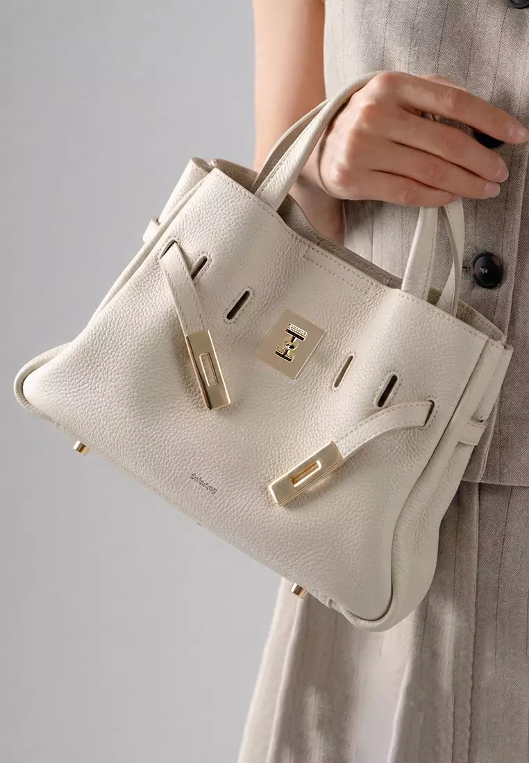 SAOIRSE Belt Soft Structural Shoulder Tote Mini - Cream Beige