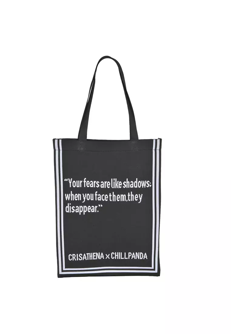 Love Chill Panda Tote Bag for Women in Black