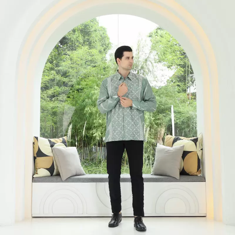 Rinjanie Batik - Kemeja Batik Lengan Panjang - Kemeja Pria - Kemeja Pria Modern - Greentea Series