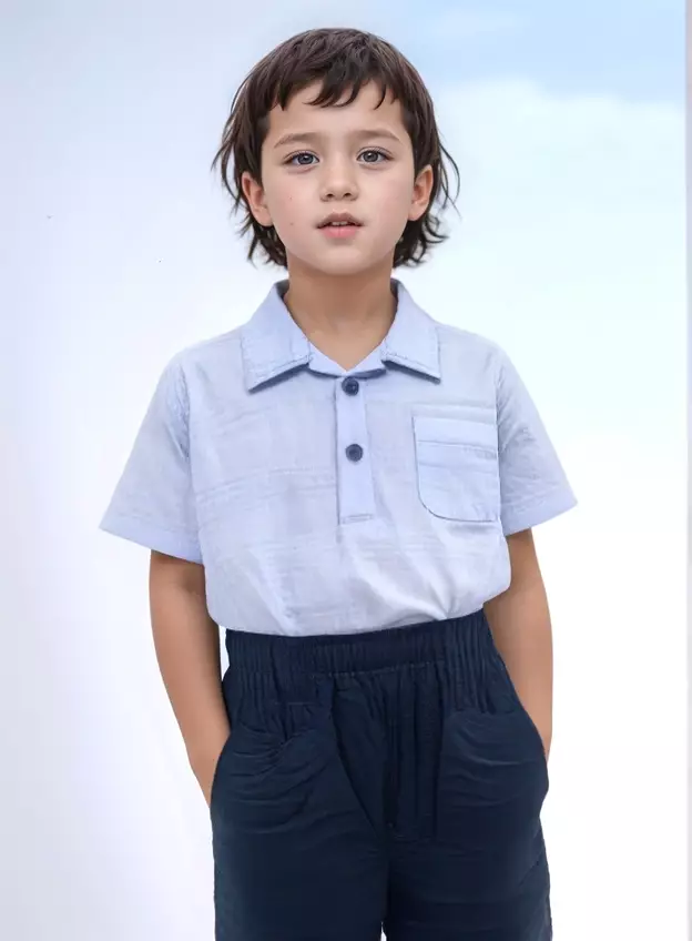 Alma kids Kemeja koko anak blue 2 kancing