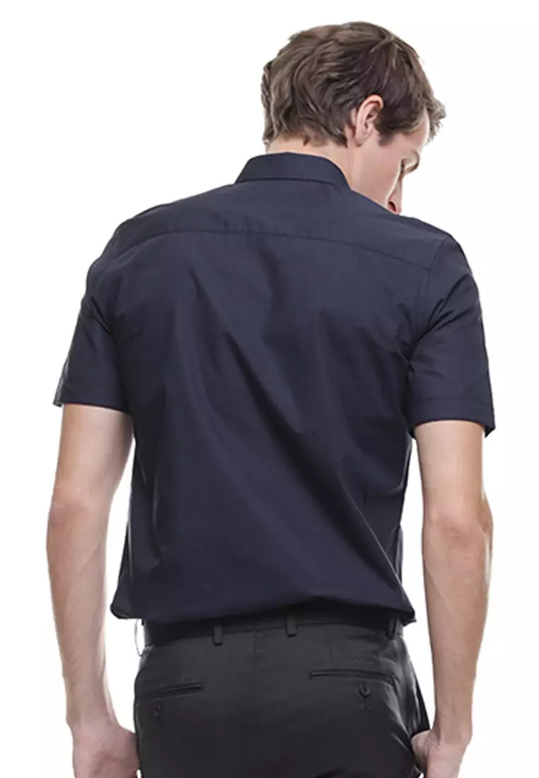 LGS - Slim Fit - Kemeja Formal - Lengan Pendek - Dark Navy